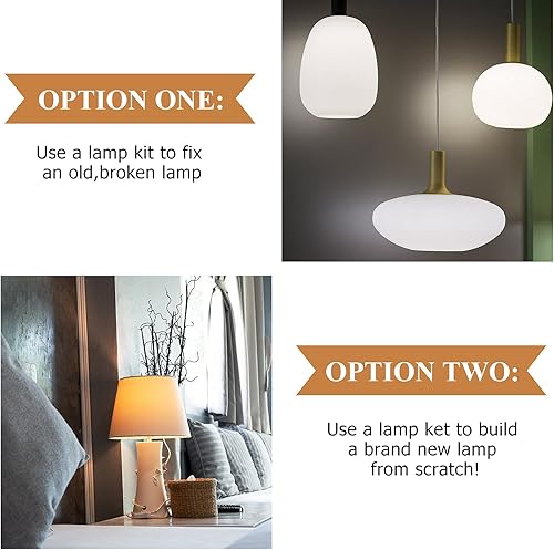 Miniatura 4 de Zonon Juego de 2 piezas de reparación de lámpara de pie, piezas de lámpara con cable de 12 pies y enchufe de 3 vías, juego completo de accesorios