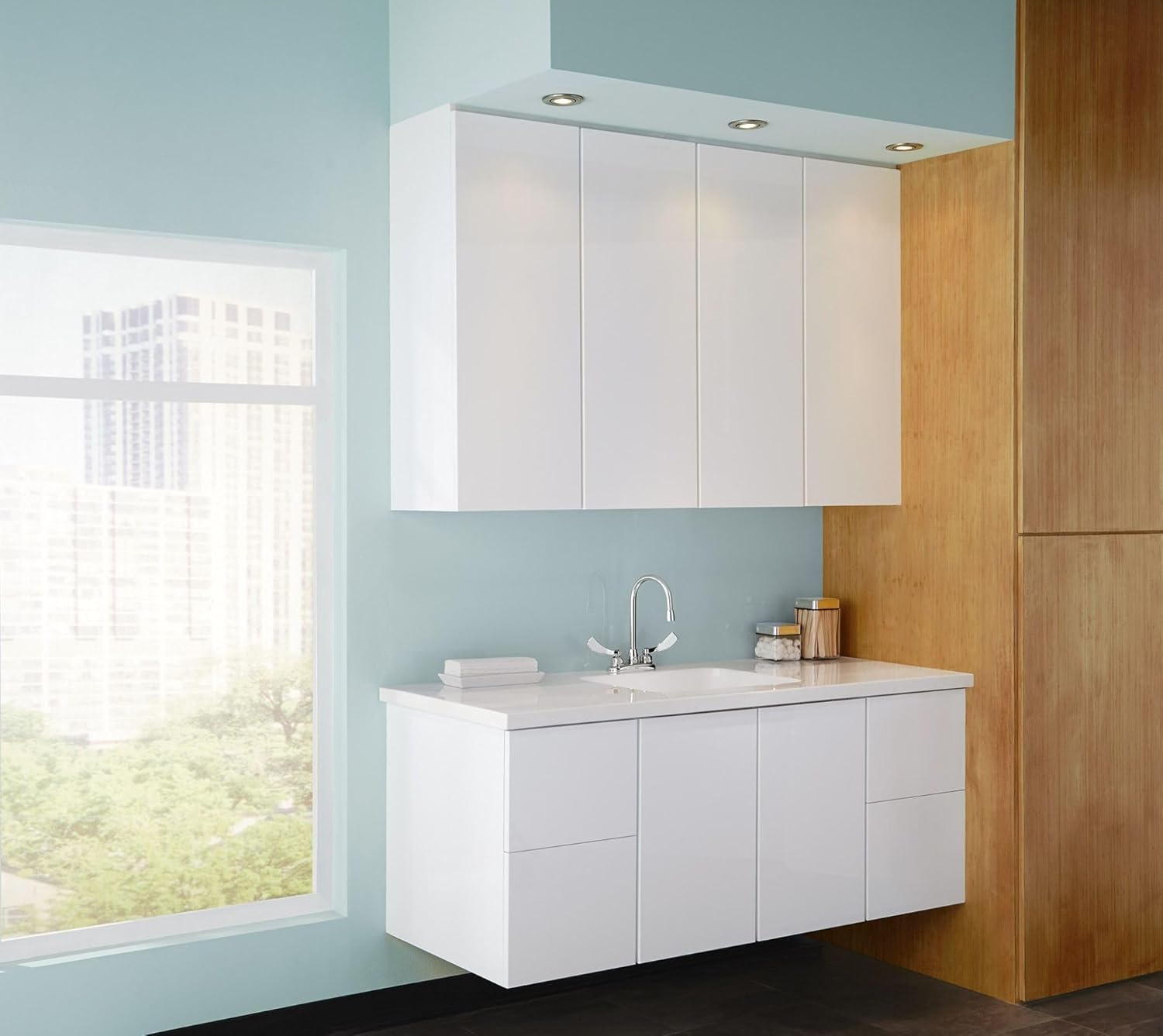 Moen 8279SM Commercial M-Dura 4-Inch Centerser Bar/Pantry Faucet with 4-Inch Smooth Wrist Blade Handles and 5 1/4-Inch Spout Reach, 2.2-gpm, Chrome