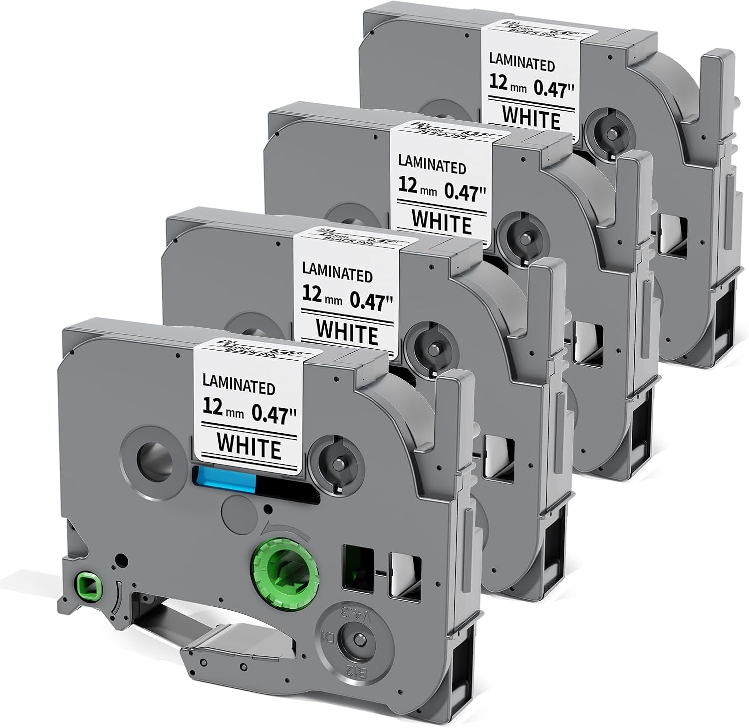Labelife Replacement for Brother P Touch Label Tape TZe TZ Tape 12mm 0.47 Inch Laminated White TZe-231 TZe231 Label Maker Tape, Compatible with Brother PT-D210 D220 H110 D400 D410 D600 D610BT, 4-Pack