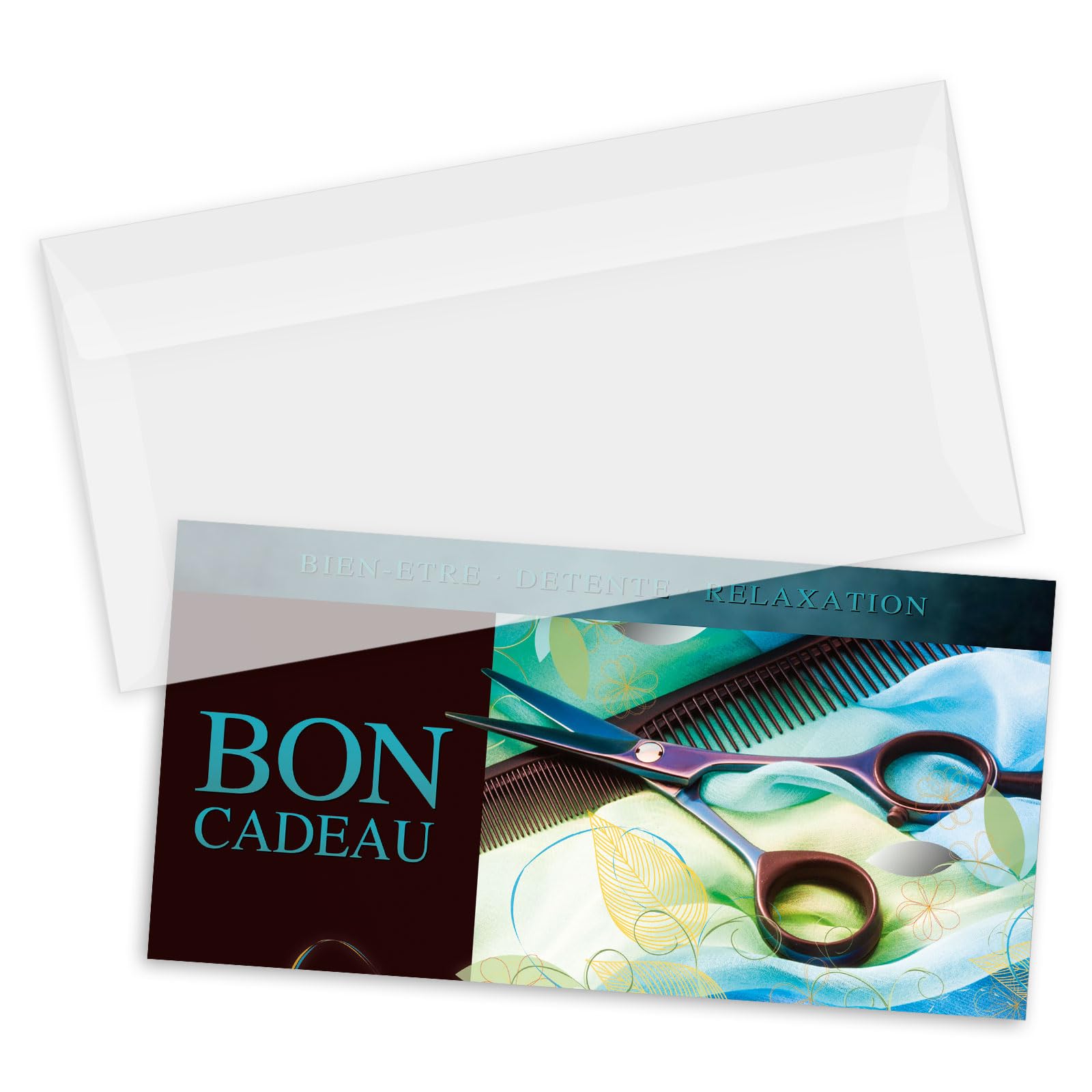 POS BON - 100 bons cadeaux à remplir avec enveloppe - formulaires imprimés pour des salons de coiffure K9282F-1-100