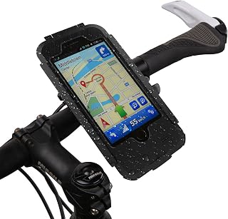 SCS ETC Carcasa impermeable para iPhone 7 y 7S (4,7 pulgadas), soporte para manillar de bicicleta, color negro