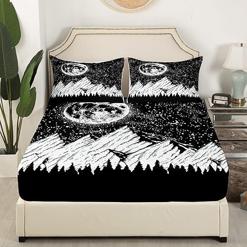 Miniatura 8 de Erosebridal Sábanas de cama de flores rojas y rosas, sábana bajera ajustable a rayas blancas y negras, tamaño Queen, ropa de cama floral botánica,