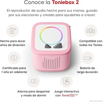 Toniebox 2 Audio Player Disney Bundle for Kids 3+with Woody, Simba, Ariel, and Moana - Cloud Pink [Spanish]