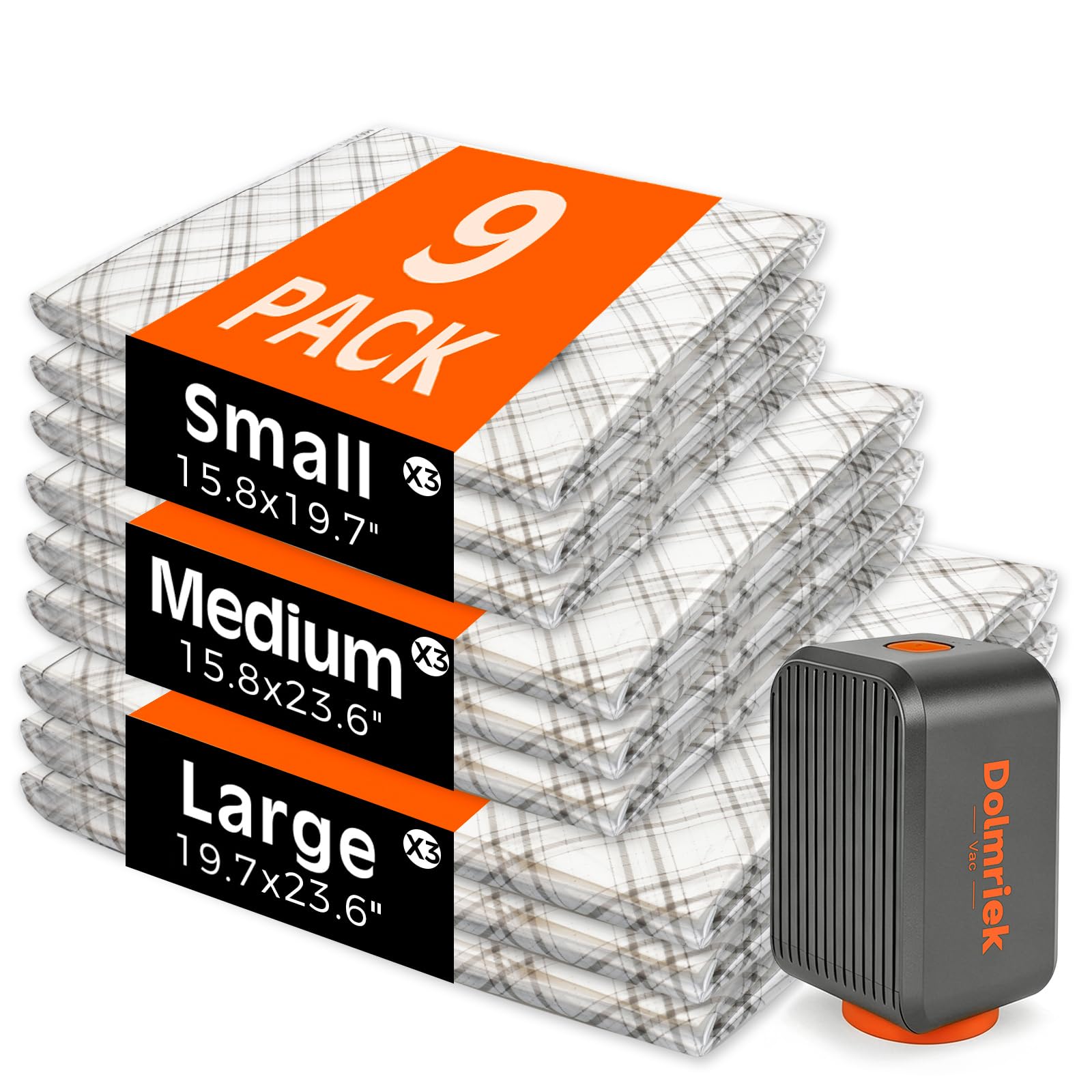 9-Pack Vacuum Seal Bags for Clothing Travel with Cordless Pump