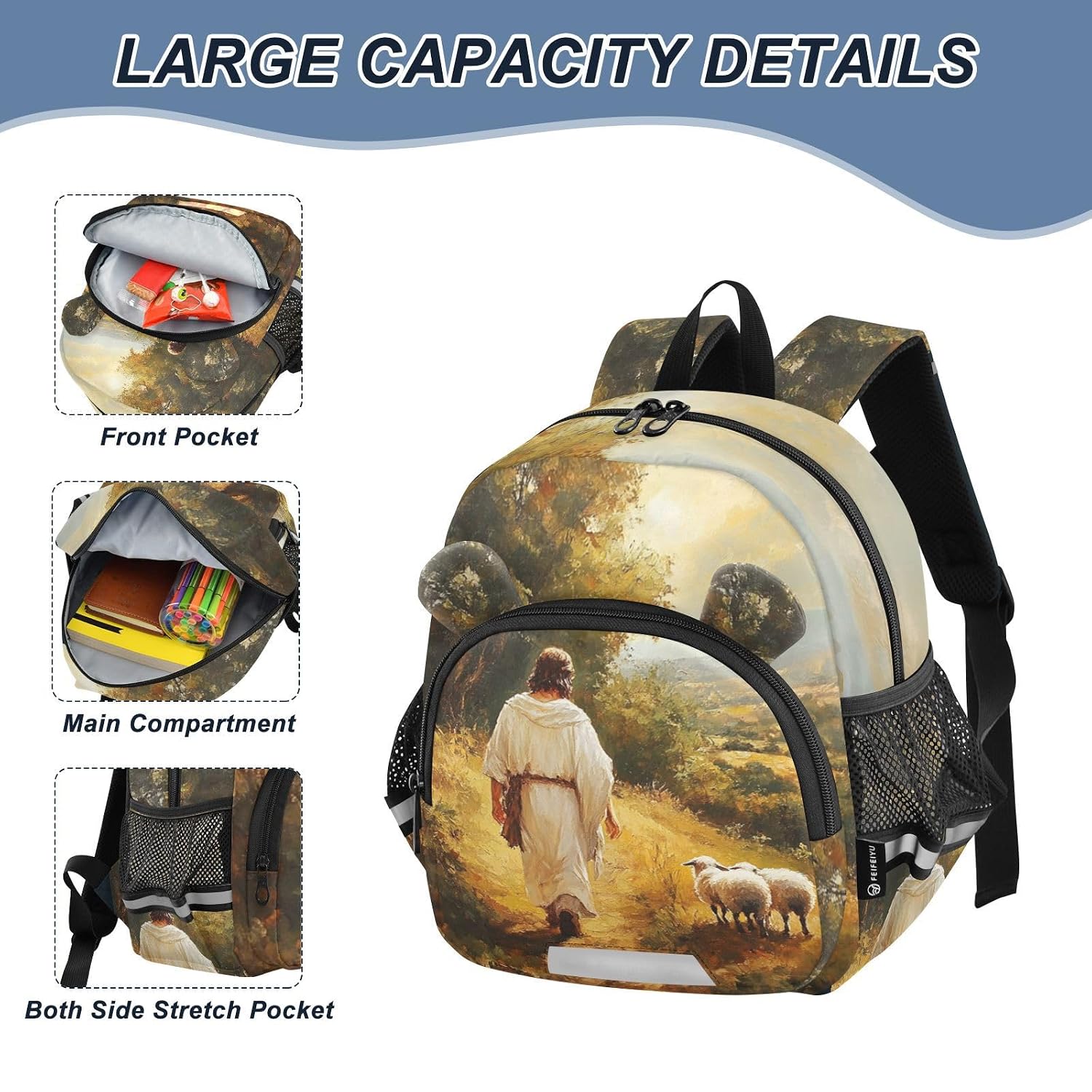 Sheep Rural Golden Toddler Harness Backpack for Boys Girls 3-6 Years Kids Backpack with Anti Lost Safety Leash Child Leash Backpack for Walking Travel Preschool