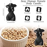 Vista 2 de Tondiamo 2 velas en forma de cuerpo femenino masculino cuerpo hombres torso cera de soja perfumada vela decorativa para dormitorio, baño, boda Negro