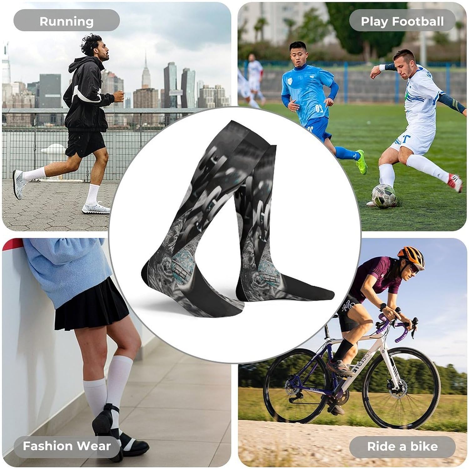 Skate Boards Women High Waist Fishnet Stockings Stretch Mesh Pantyhose Sexy Trendy Legwear for Daily Wear