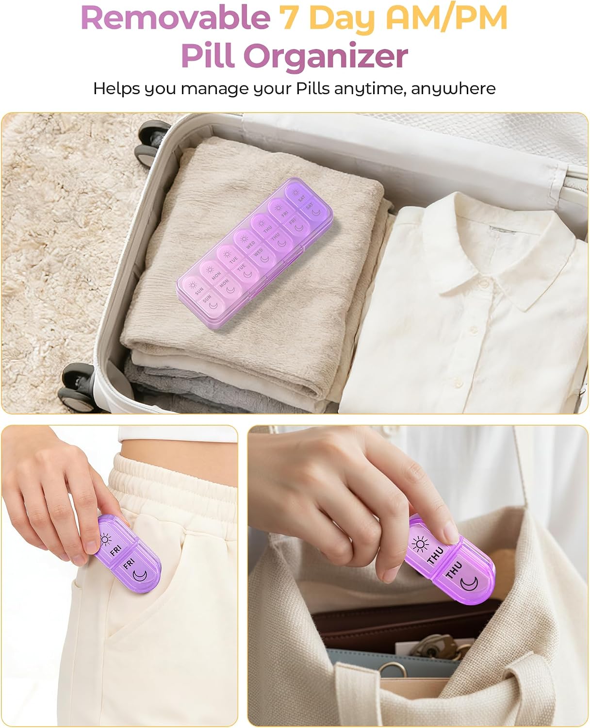 Weekly Pill Organizer 2 Times a Day, AM PM Pill Box Organizer 7 Day