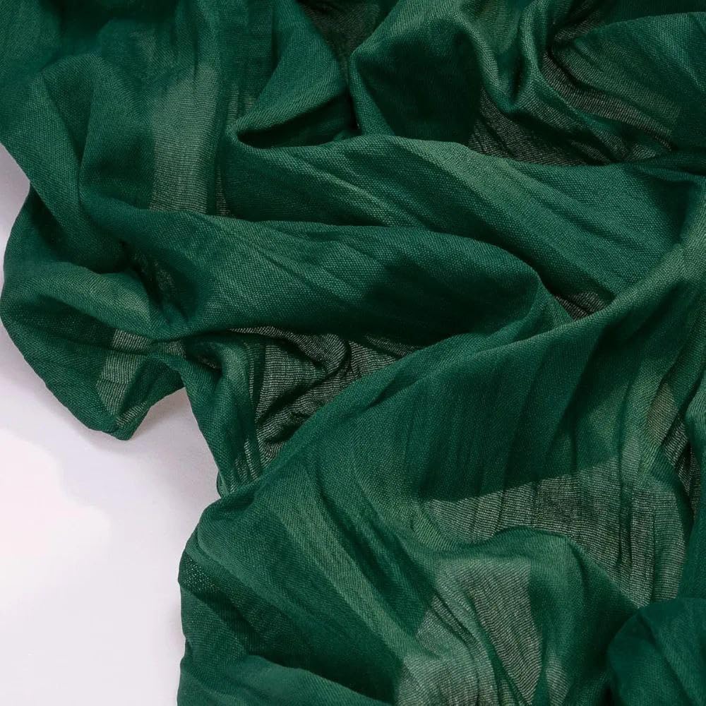 Cheesecloth Table Runner | Boho Fabric Cheese Cloth Table Runner Rustic Sheer Table Runners for Wedding, Bridal Shower, Birthday Party Décor(Emerald Green,Pack of 3)