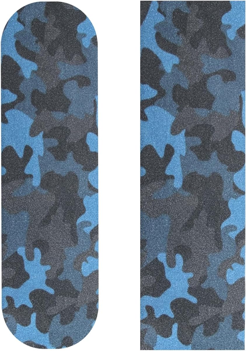 9" x 33" Blue Camo Skateboard Grip Tape 2 Pack (23x84cm) | Bubble Free, Waterproof, Griptape for Scooter Longboard Rollerboard, Non Slip Sandpaper for Stairs Pedal Wheelchair Steps