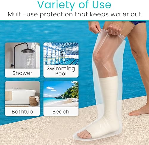 Miniatura 8 de Vive Fundas de fundición impermeables para piernas de ducha, protector de bolsa para adultos, botas de ducha para piernas, pies, tobillos, después