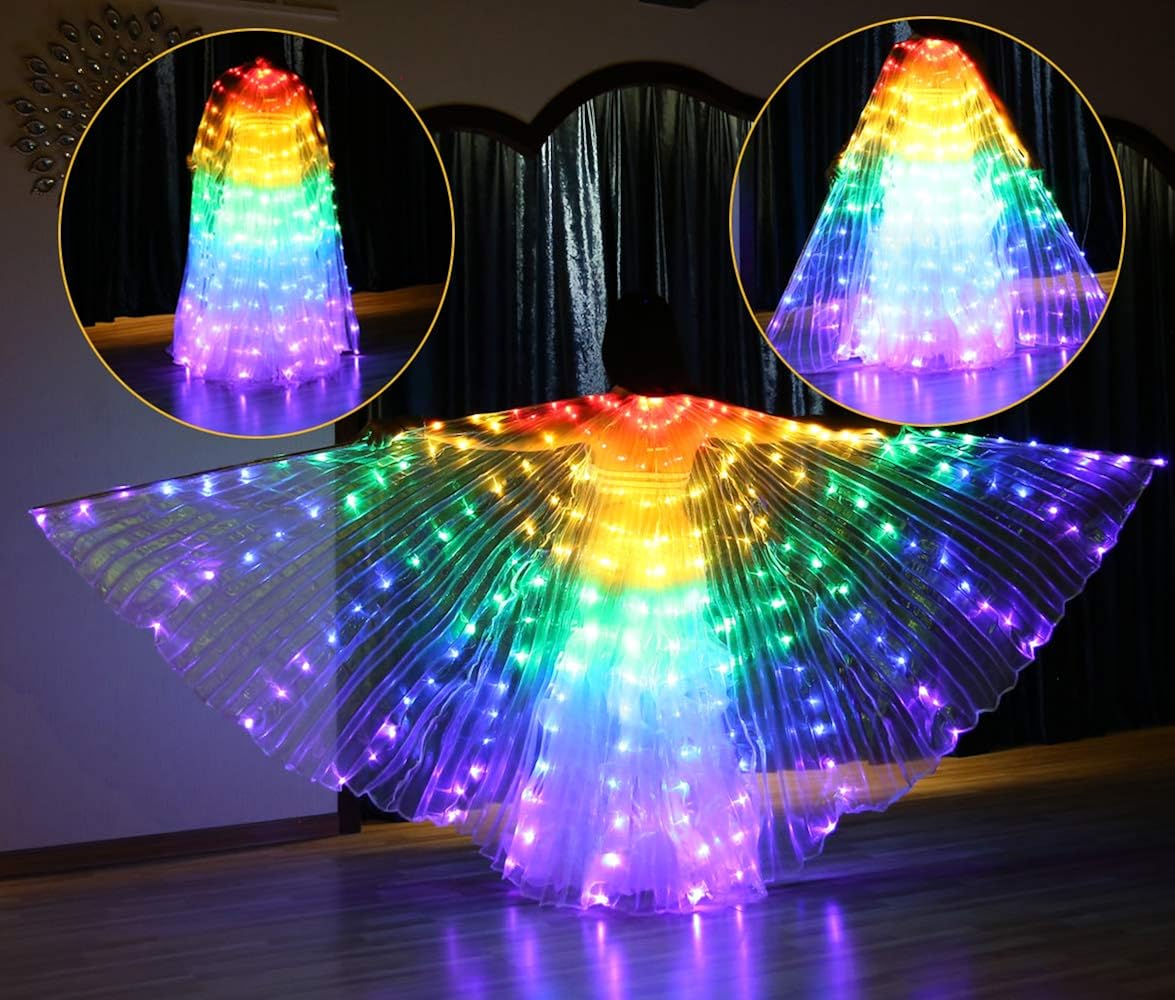 Vista 5 de Isis Wings - Disfraz de luces LED con luces brillantes capa de carnaval para EDC