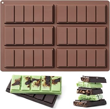 Husfunov Chocolate Bar Mold,Non-Stick Chocolate Molds, 100% Food Grade Silicone Deep Mold for Dubai Pistachio Rod, Candy, Snacks,Knafeh Pistachio Rod and More5 Snap