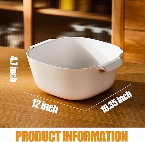 Miniatura 2 de Juego de colador de cocina de 8.7 cuartos de galón, cuenco para lavar frutas, verduras, 2 en 1, cesta de plástico de doble capa para espaguetis,