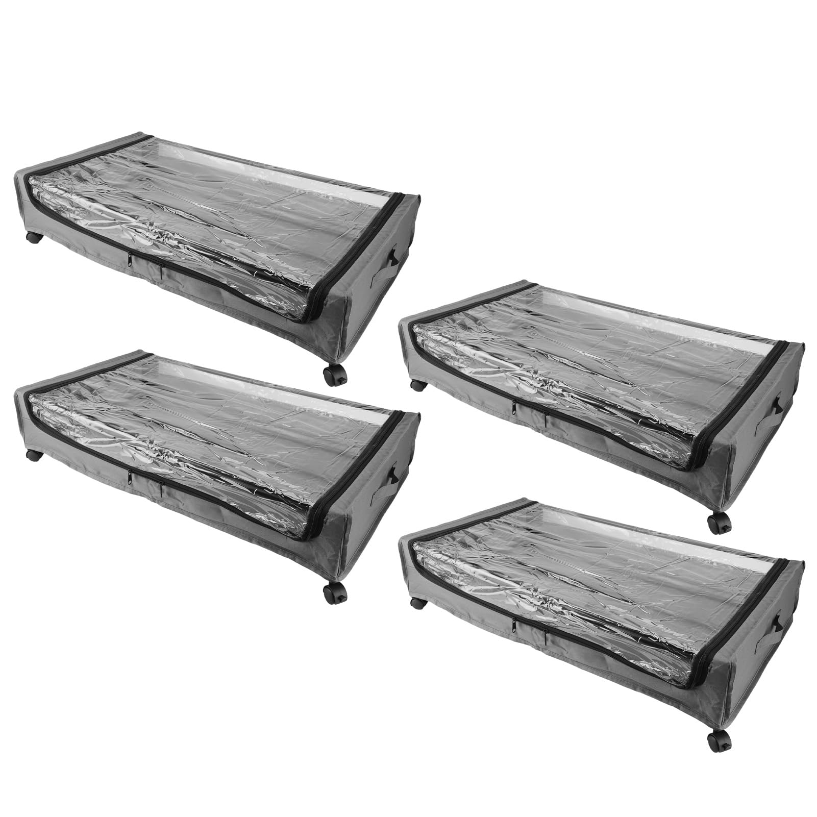 Organizer do przechowywania pod łóżkiem z kółkami, na płaszcze zimowe, buty, ubrania, pościel, 80 x 43,5 x 16 cm, oszczędzająca miejsce, trwała metalowa rama i łatwa do czyszczenia tkanina
