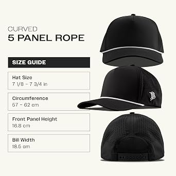Branded Bills Dad Script Hat for Men, Adjustable 5 Panel Rope Baseball Cap, Structured Snapback
