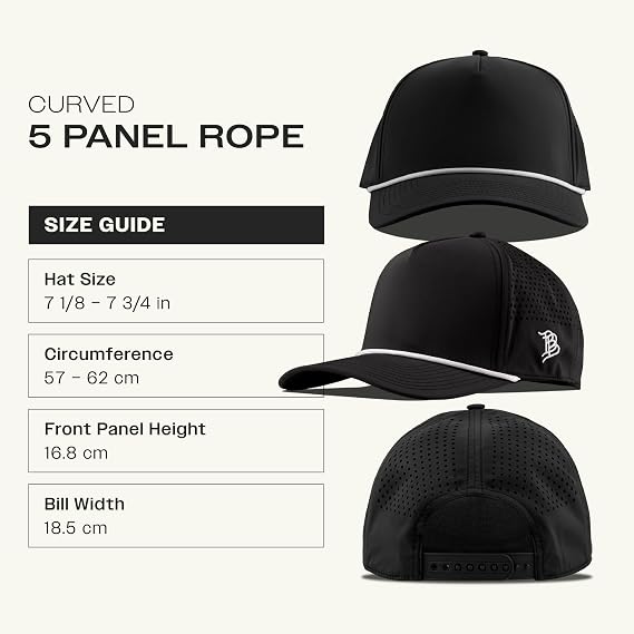 Branded Bills Dad Script Hat for Men, Adjustable 5 Panel Rope Baseball Cap, Structured Snapback