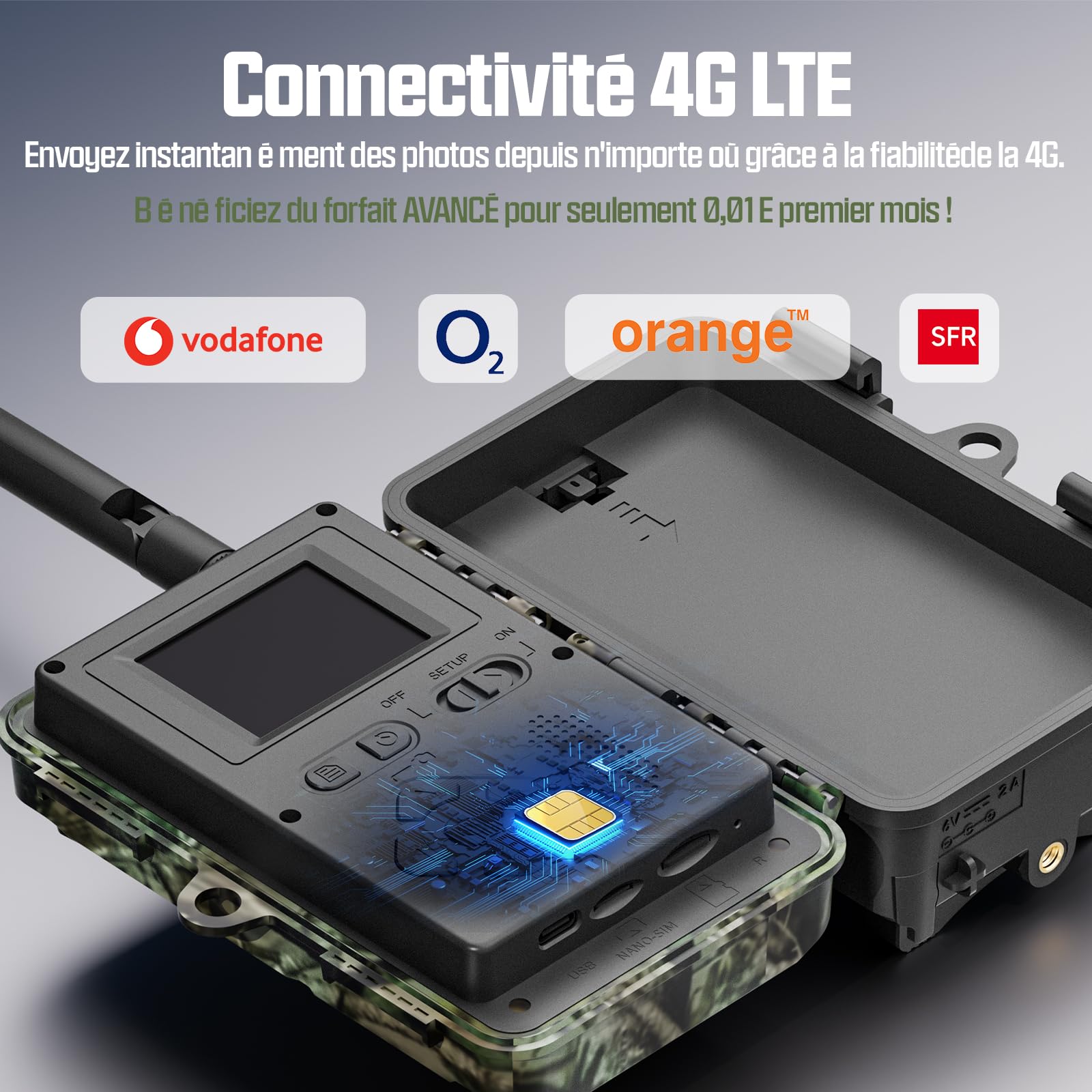 CEYOMUR 4G LTE Camera de Chasse, 2K HD Caméra de Chasse avec SIM Card | Vision Nocturne Infrarouge et Activée par Le Mouvement Piege Photographique pour la Surveillance de la Faune