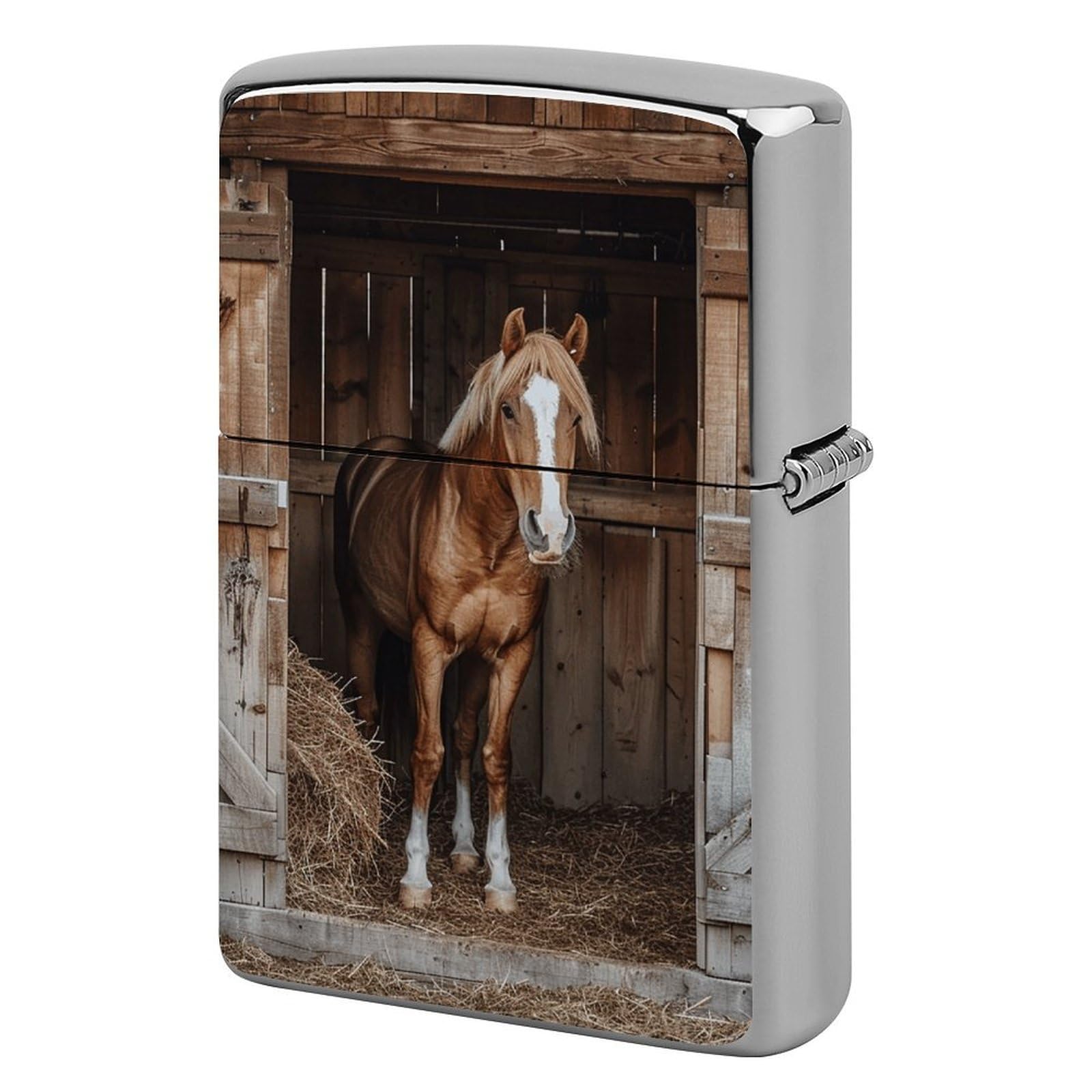 Straw and Horse Lighter Case Vintage Metal Lighter Cover Reusable Lighter Protective Sleeve Unique Design Personalized Lighter Sleeve Holder Against Dust and Scratches