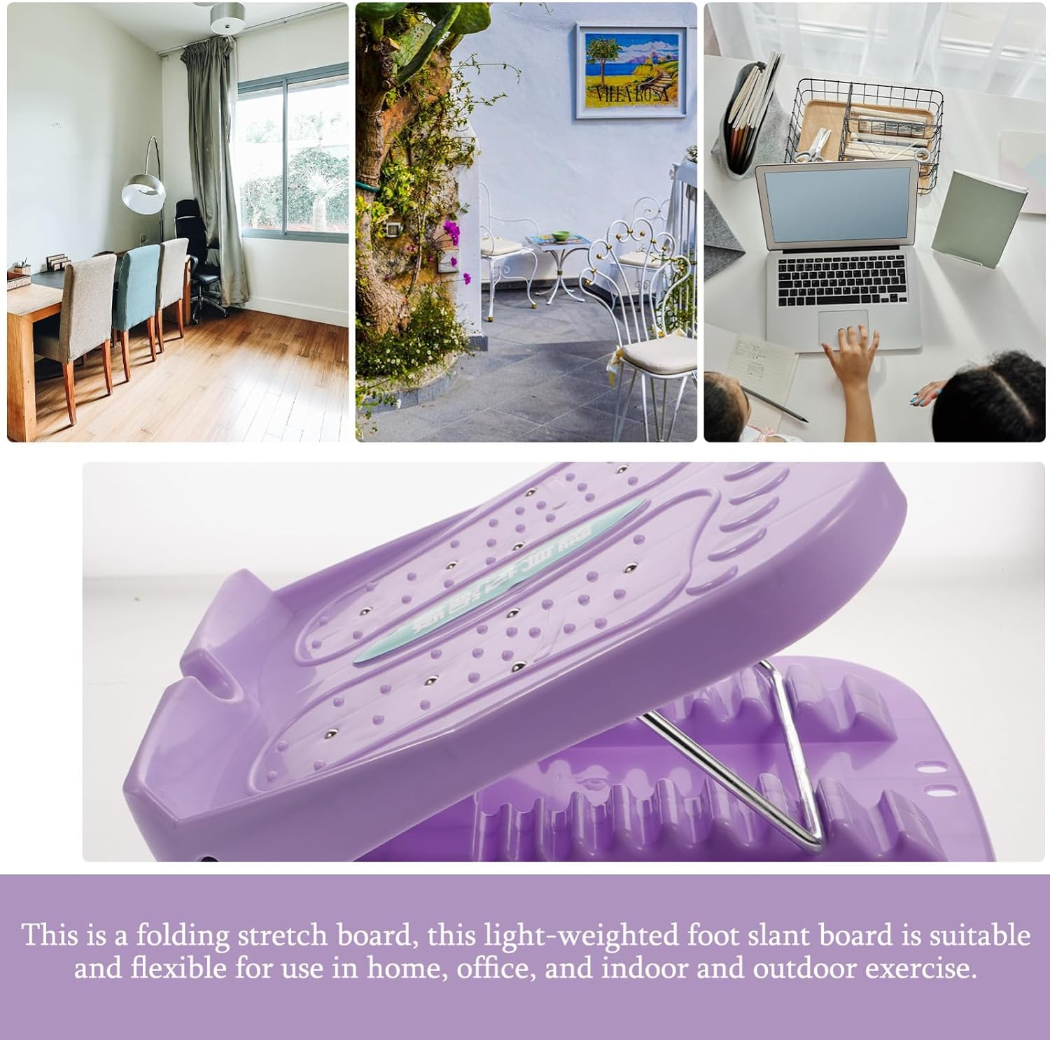 Alasum Portable Purple Incline Board Foot Calf Stretching Slant Board Folding Leg Exercise Balance Trainer for Home Physical Therapy and Fitness