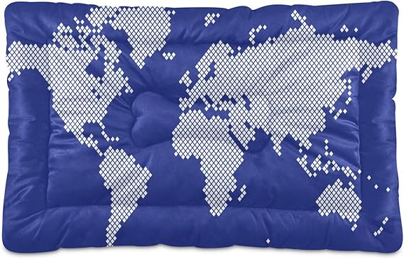 Review World Map Crate Pet Bed, Portable Washable Dog Cat Mat, Soft Comfortable Pet Mattress with Non-Slip Bottom for Dogs Cats Sleeping, 24 x 18 Inch