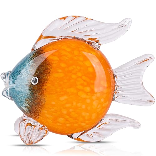 LCCCK Large Glass Fish Figurines Hand Blown Glass Fish Statue