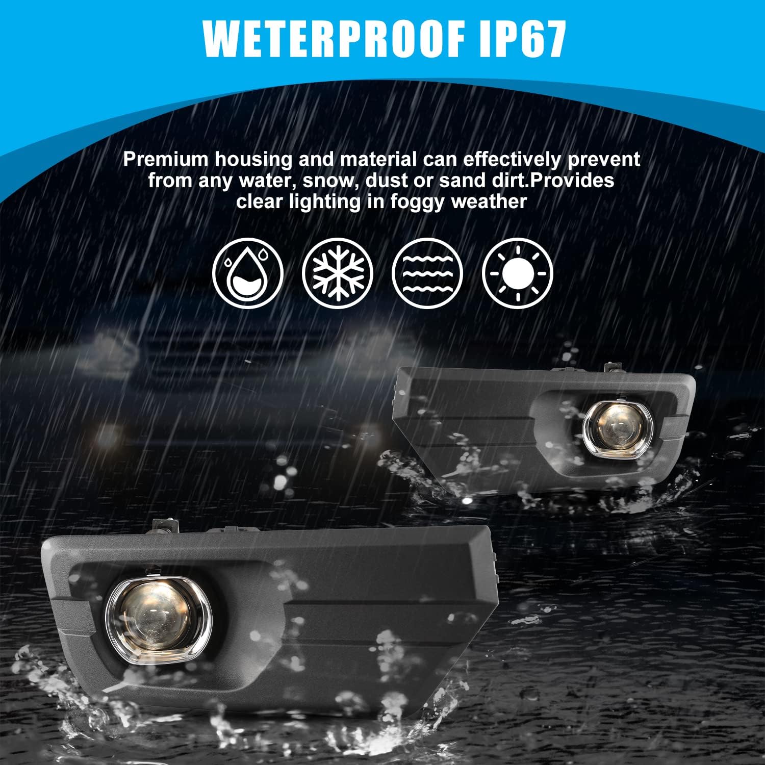 CPW Fog Lights Assembly Fit for 2013 2014 2015 2016 GMC Acadia, Driver & Passenger Driving Fog Lamps Replacement w/ H11 12V55W Halogen Bulbs + Wiring + Switch (Black Housing Clear Lens)