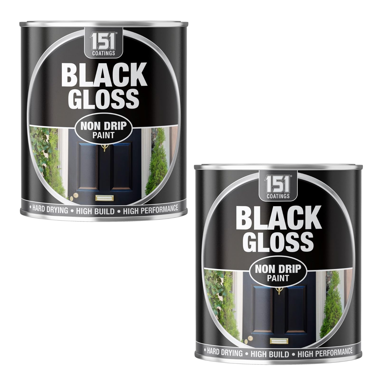 151 Black Gloss Non-Drip Paint, Smooth Finish, Durable, Long-Lasting, Easy Application, Quick Drying, Ideal for Furniture, Doors, Railings & Decorative Projects, 300ml (Pack of 2)