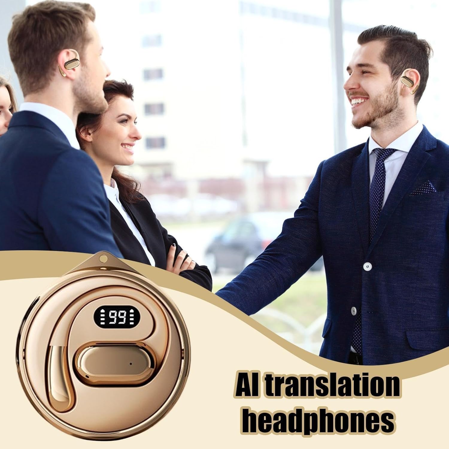 Wireless Translation Earbuds, Real Time Translation Headphones, Portable Travel Translator Earbuds, Language Translation Wireless Earbuds for Travel, Business