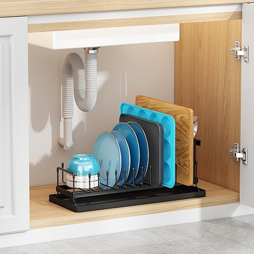 Miniatura 5 de ANTOPY Escurridor de platos pequeño  Escurridor compacto para encimera de cocina con tapete de secado de platos de silicona, escurridor de platos de