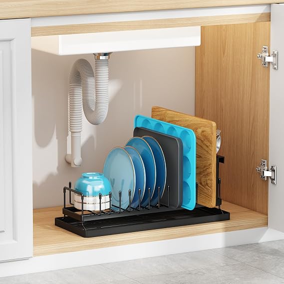 ANTOPY Small Dish Drainer - Compact Dish Drying Rack for Kitchen Counter with Silicone Dish Drying Mat, Stainless Steel Dish Drainer Rack for Kitchen Sink, Space Saving Plate Rack Cutlery Holder