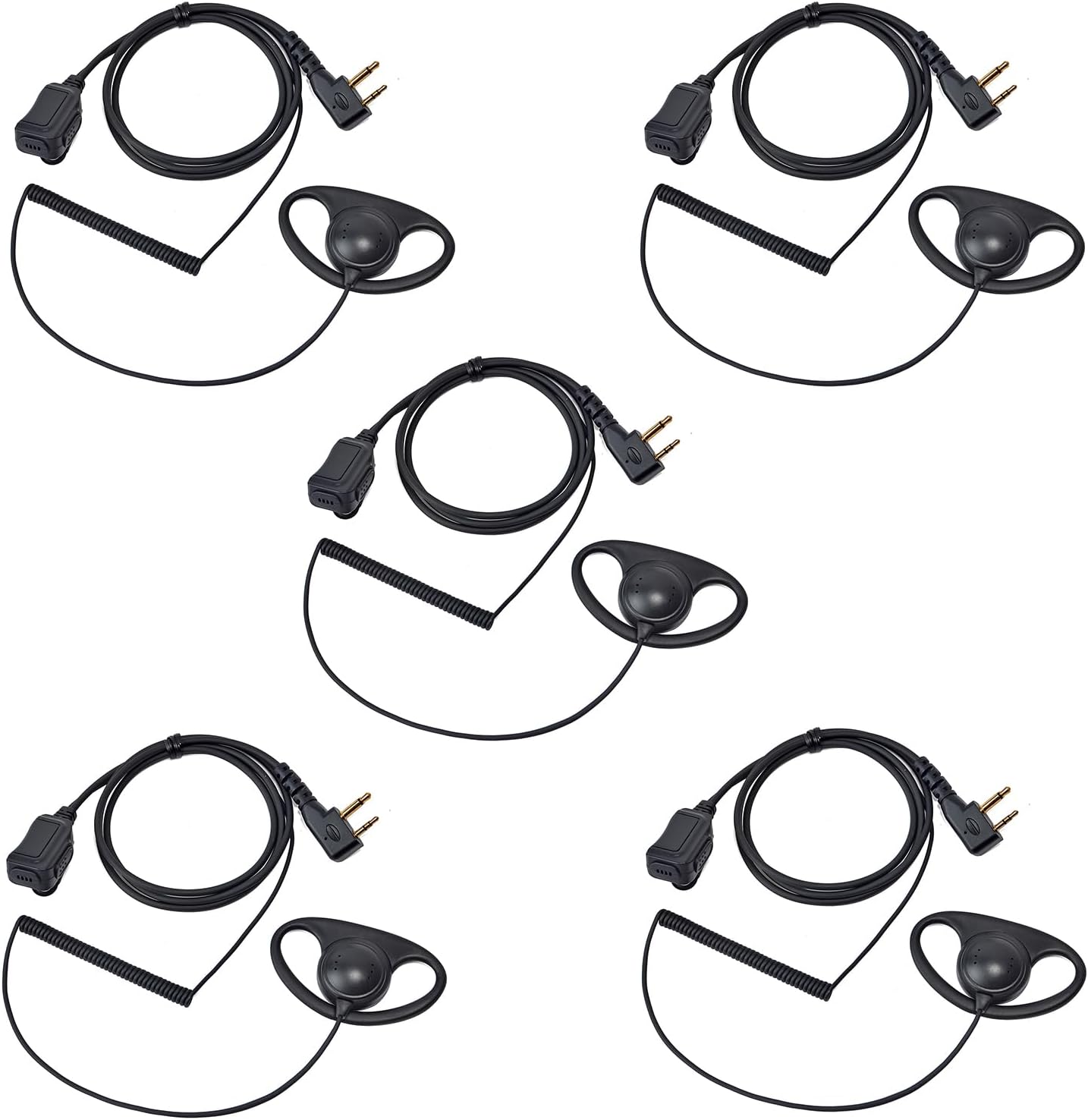 D-Shell Walkie Talkie Earpiece, 2 Way Radio Headset with PTT Mic for Midland Midland GXT1000VP4 GXT1000XB GXT1050VP4 LXT600VP3(5 Packs)