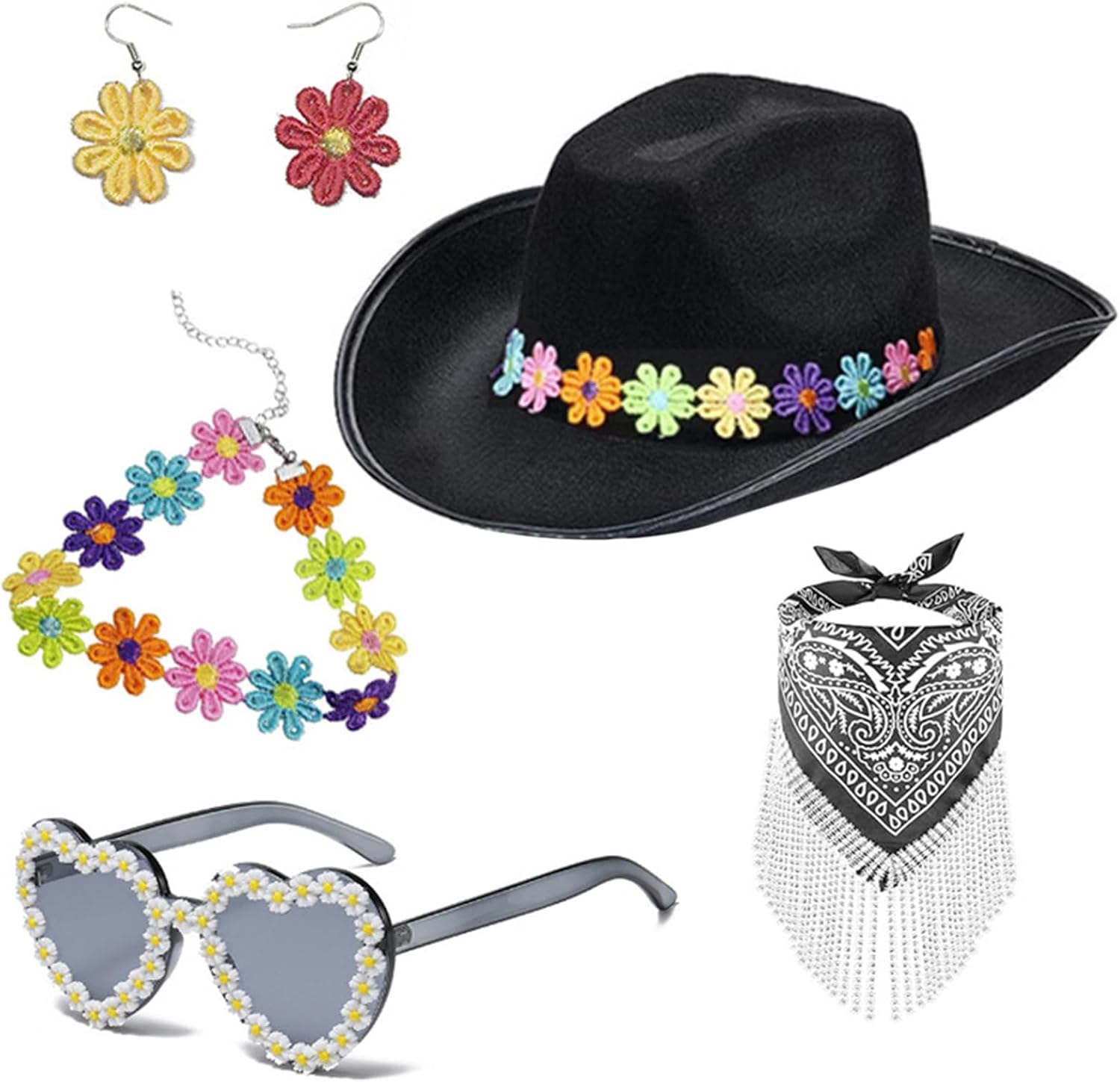 Western Denims Jewelry Set Unique Personality Hat Comfortable Exquisites Hat Outfit Accessories