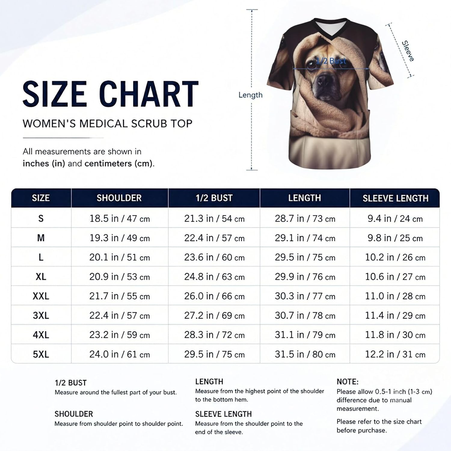 Professional Scrub Tops for Men, Classic V-Neck Workwear with 3 Pockets