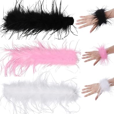Feather Slap Bracelet, 3 Pcs Womens Feather Cuffs, Feather Slap Bracelet Watch Patting Circle, Snap Bracelets Feather Cuffs Wrist, Wrist Decoration Hair Accessories