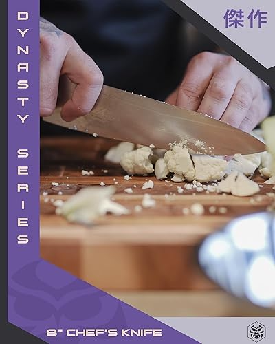 Miniatura 6 de KESSAKU Juego de cuchillos Santoku de chef de 8 pulgadas y 7 pulgadas, serie Dynasty - Acero alemán HC - Mango de espiga completa G10