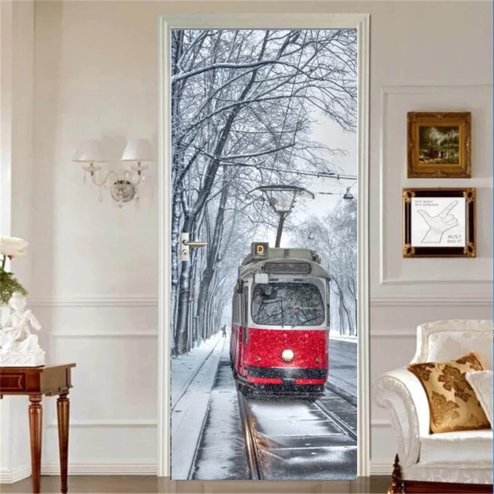Sticker de train pour porte de placard pour masquer les imperfections de cuisine
