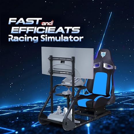 Runboll Racing Simulator Cockpit with Monitor Mount Fits for Logitech G923/G29/G920, Fanatec, Thrustmaster, and PXN, Adjustable Driving Simulators Without Handbrake, Pedals, Shift and Monitor