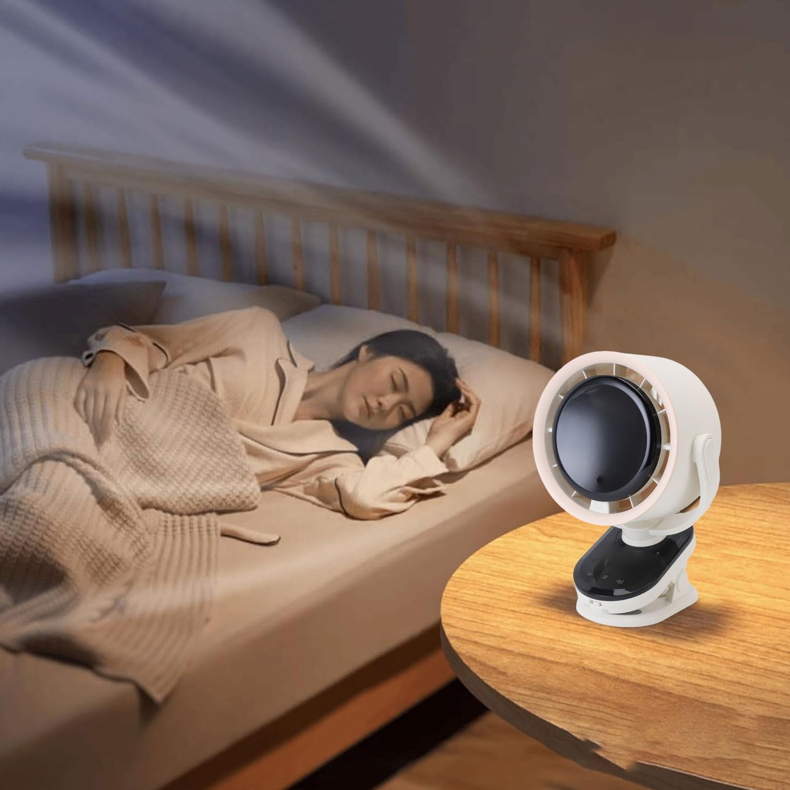 Asixxsix Ventilatore portatile con morsetto, Ventilatore oscillante automatico con display digitale a LED, 100 impostazioni di velocità, Ventilatore di raffreddamento ricaricabile USB