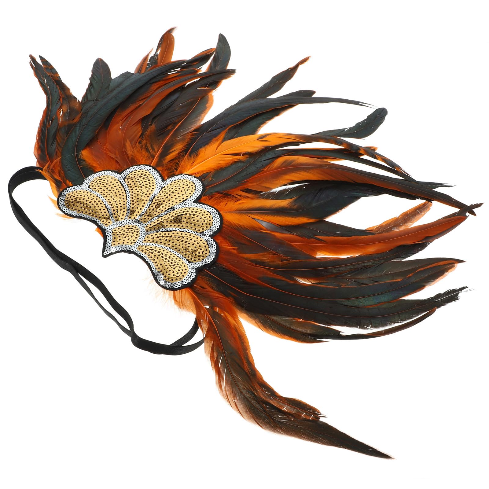 Diadema de Plumas Naranja para Mujer Brillante, Cómoda y Fácil de Usar, Adecuada para Fiestas y Eventos al Aire Libre