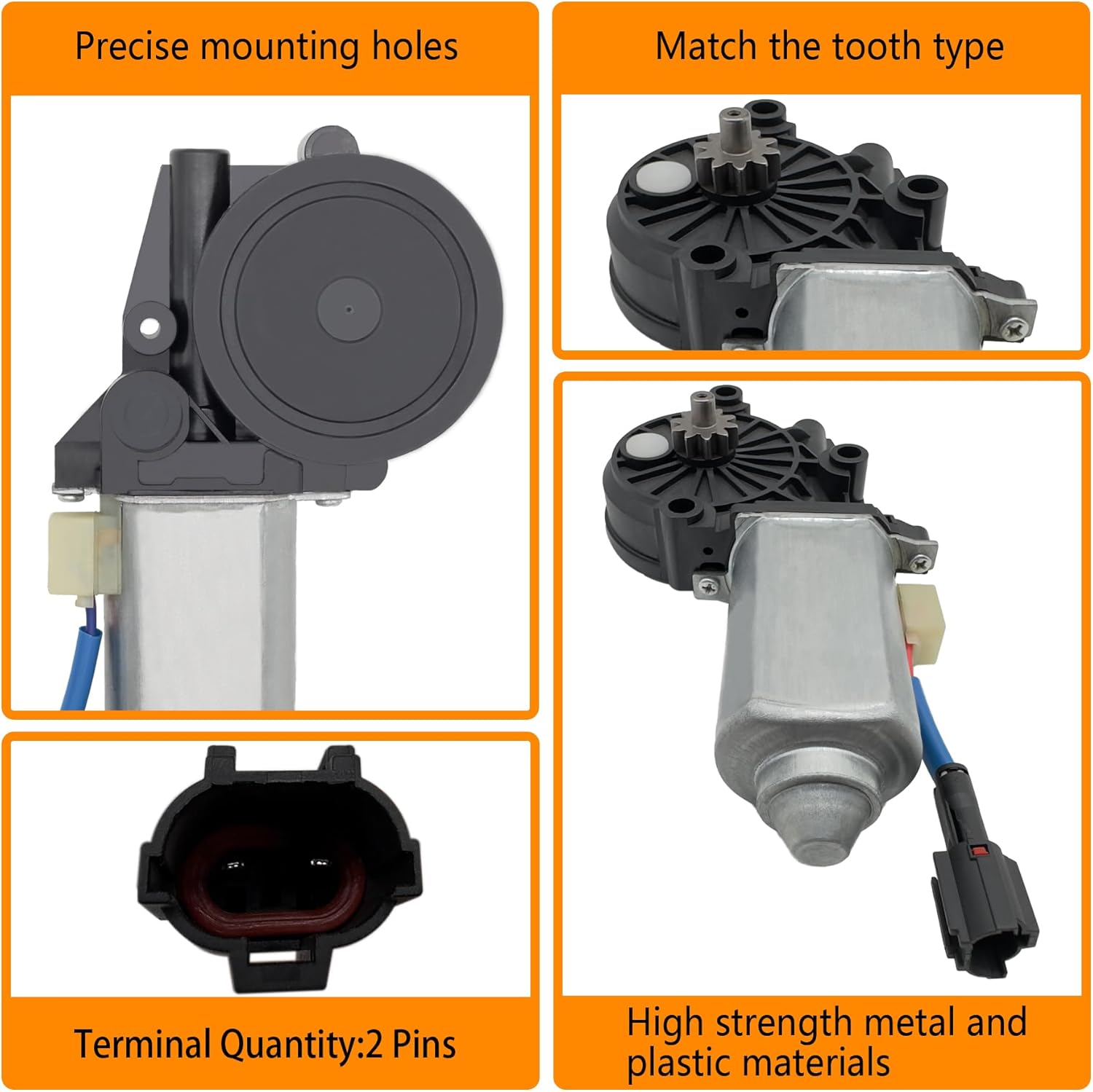 2 pins Power Window Motor Compatible with Ford F-550/F-450/F-350/F-250 Super Duty Front Left/Rear Left Driver Side 1999，Replace for F81Z1523395AA F81Z1523395BA F81Z15233V95AARM 742-186