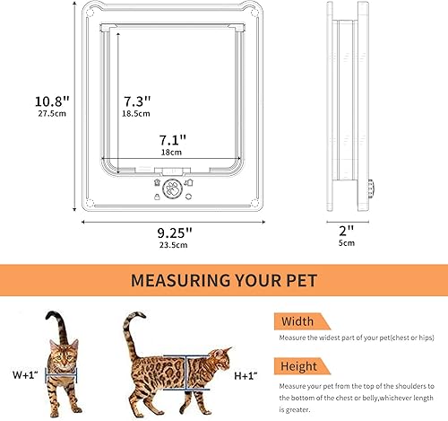 Miniatura 5 de Puerta grande para gato para puerta interior (tamaño exterior 10.8 x 9.25 pulgadas), puerta de gato con bloqueo de 4 vías para puerta exterior,