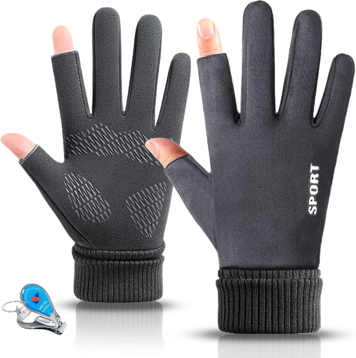 KXF Winter Warm Fingerless Gloves for Men Women Thermal Velvet Liner Gloves AntiSlip Cycling