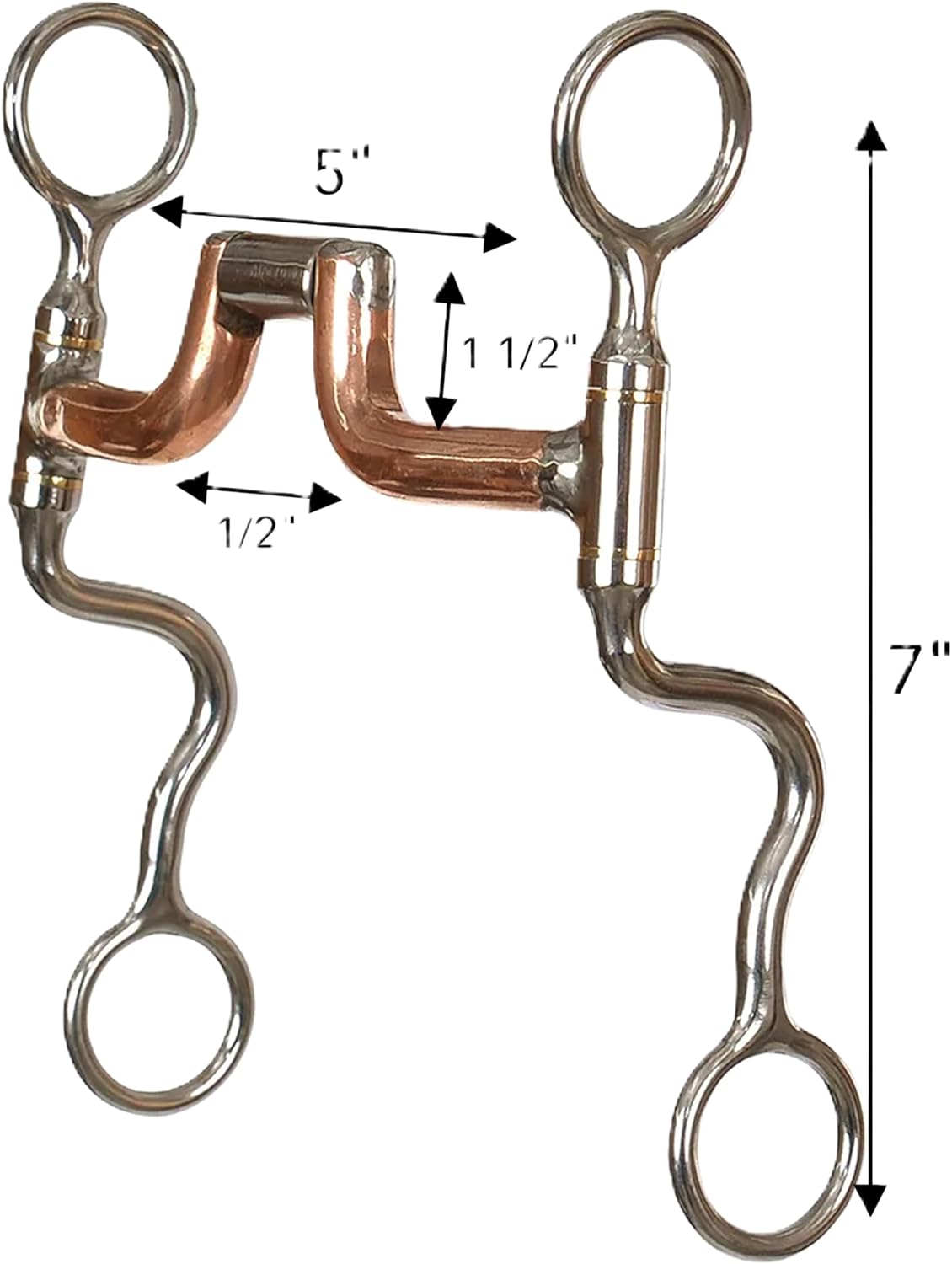 Reinsman 898 West Coast Classic Stage D Curb Style Equestrian Horse Bit with 5" Smooth Medium Port Copper Mouthpiece & 7" Cheeks