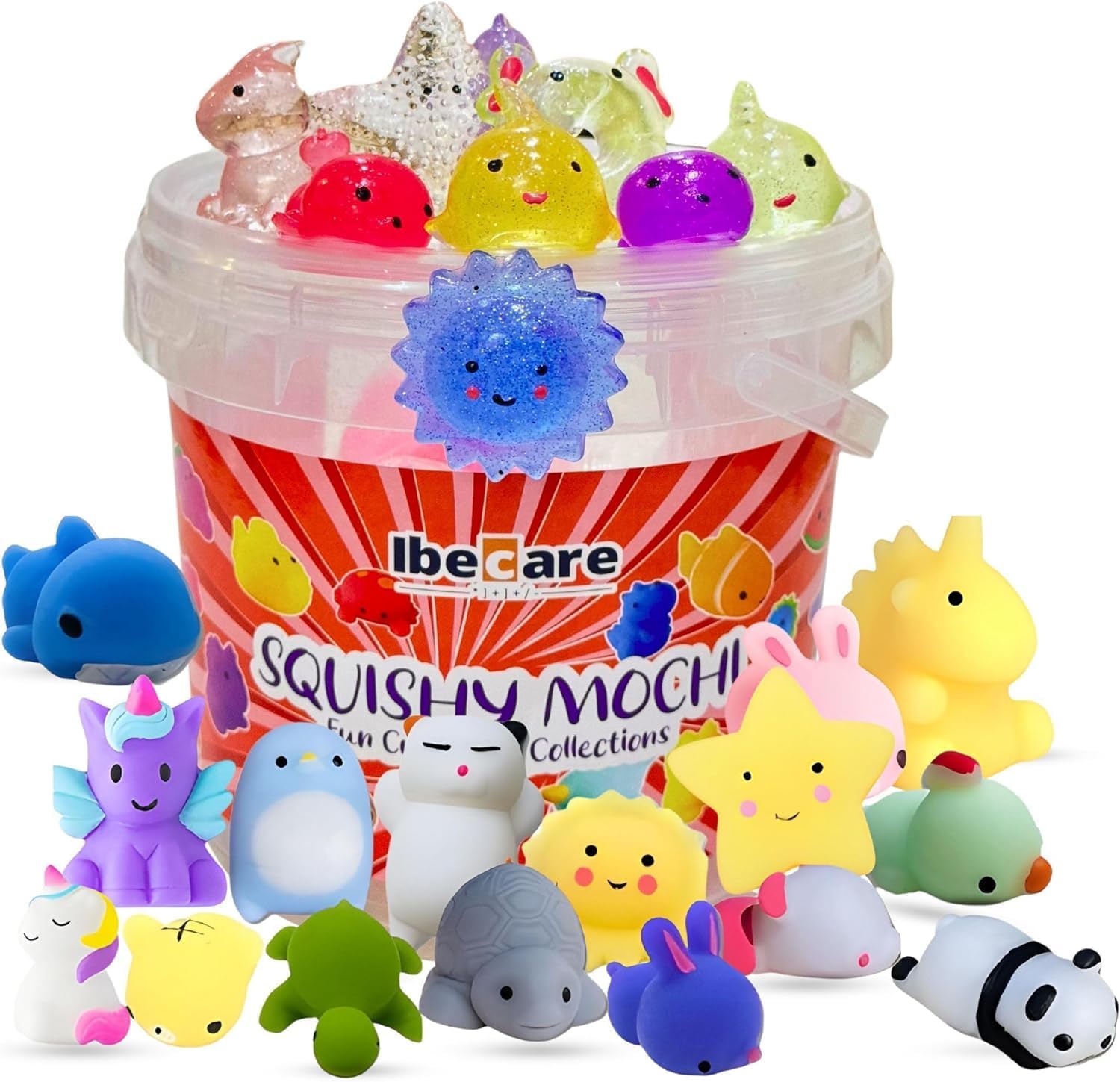Ibecare Mochi Squishy Toys | Party favors for kids! birthday giveaways or return gifts for Birthday party kids | mini toys | goodie bags pinatas stocking fillers (24 Pcs)