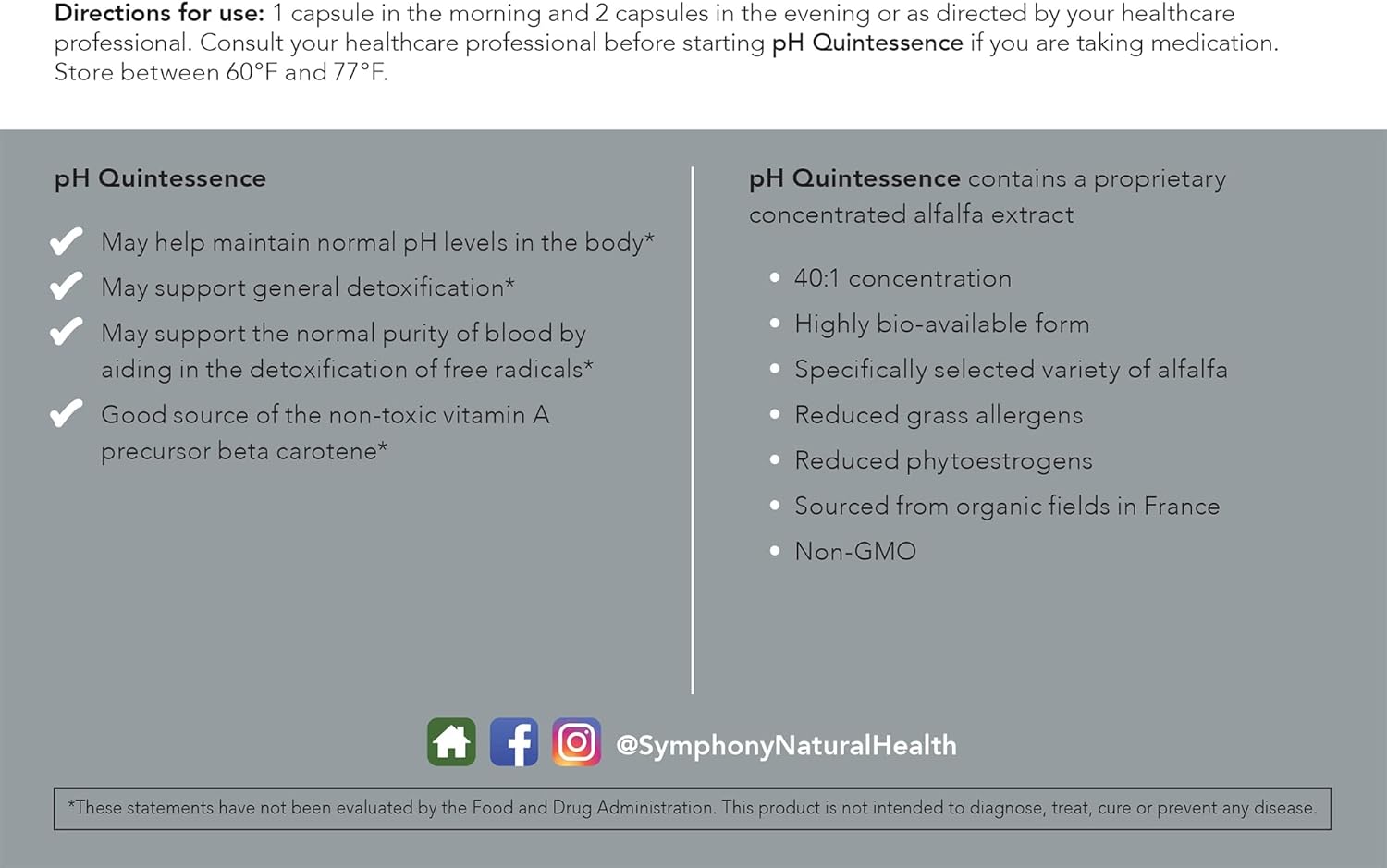 pH Quintessence® – Daily Greens Support for pH Balance & Metabolic Health | 40:1 Alfalfa-Based Formula for Alkalinization, Detoxification & Hormone Metabolism Support (180 Vegan Capsules)
