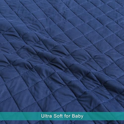 Miniatura 6 de Manta y edredón de cuna para niños pequeños, manta acolchada para niños, 39 x 47 pulgadas, manta suave azul marino para niños y niñas