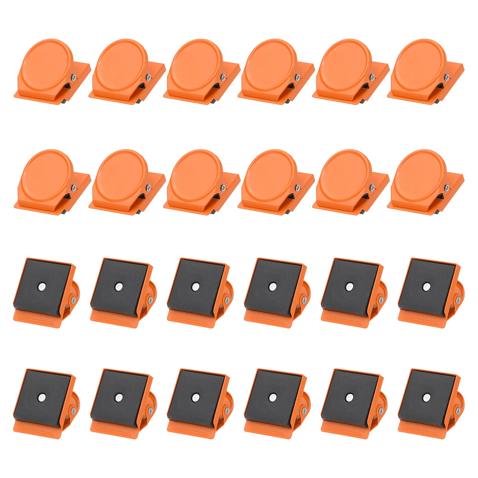 Clips magnétiques anti-glisse en acier orange pour tableaux et bureaux