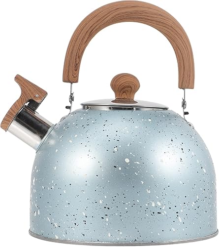 Miniatura 20 de Hemoton Hervidor de té silbante para estufa, tetera de acero inoxidable, hervidor de agua, hervidor de agua con mango ergonómico de agarre fresco