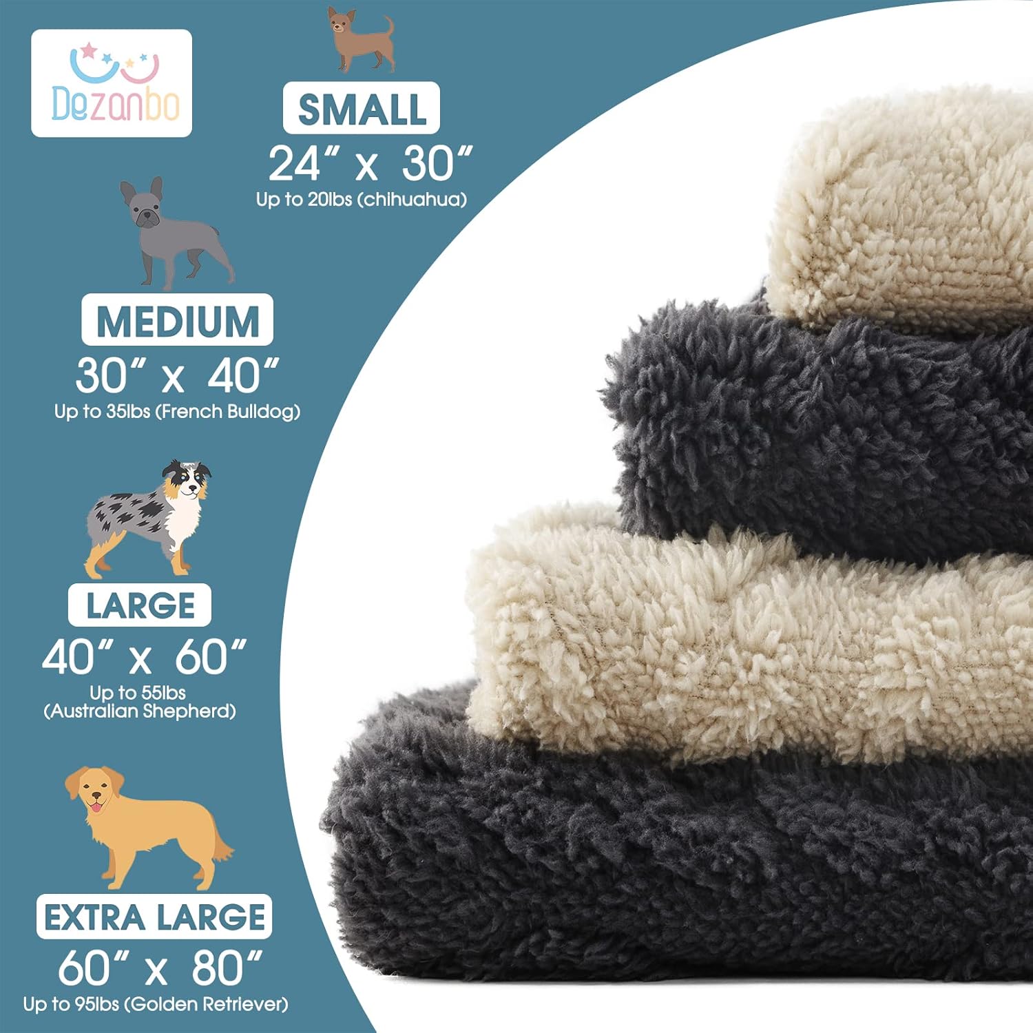 review DEZANBO Waterproof Dog Blanket- Sofa Bed Couch Cover for Dogs,Reversible 3D Sherpa Pet Throw Blankets for Large Medium Small Dogs Puppies Cats,Pee Proof,Ultra Soft Cozy,Charcoal Grey,30”X40”